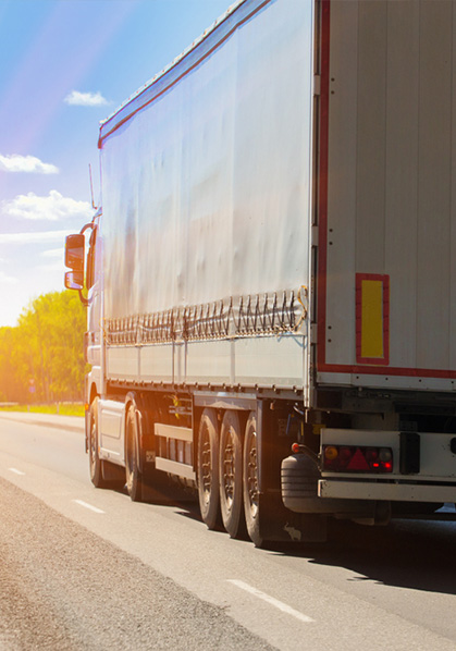 A truck moving on the road