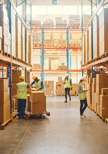 workers working inside a warehouse