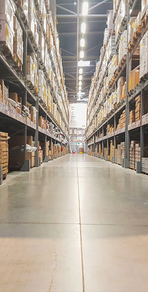 An interior of a warehouse