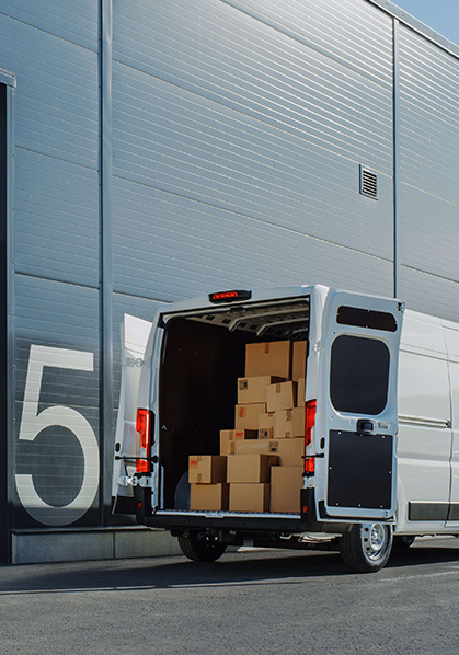 A vehicle loading the commodity