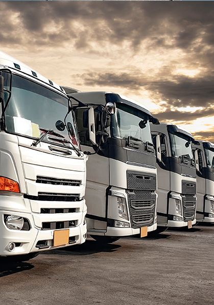 Trucks standing in the queue