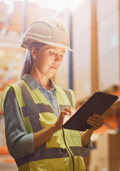 a woman using tablet