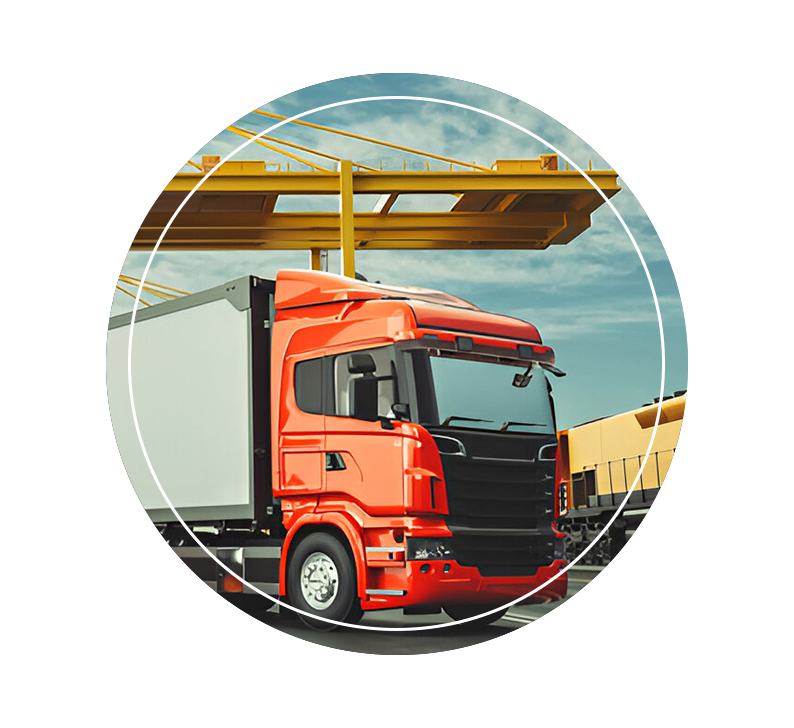 A truck standing in the queue