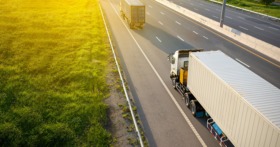 Trucks running on the road