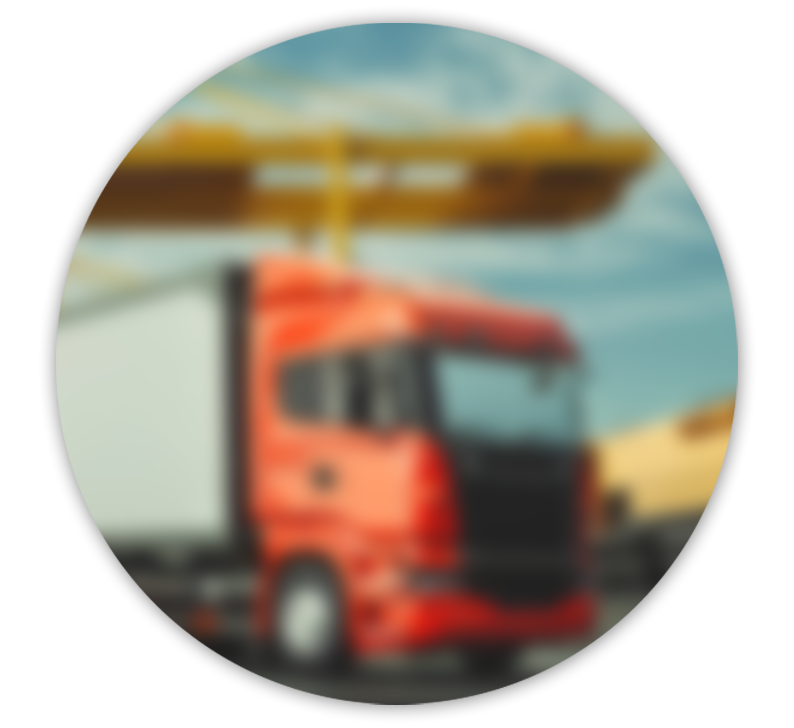 A truck standing in the queue